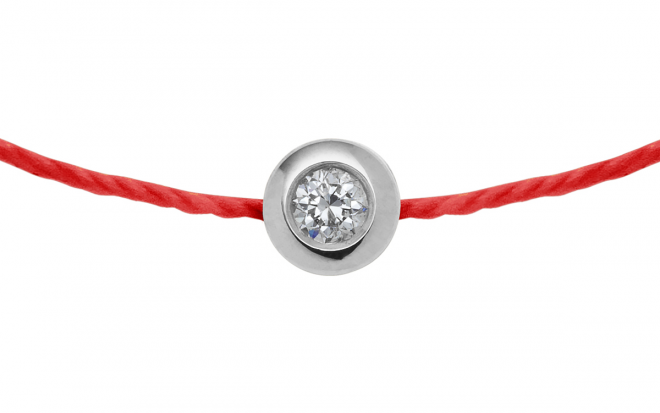 Redline Jewerly Pure String Bracelet For Women with 0.10ct Round Diamond in White Gold Bezel Setting Redline