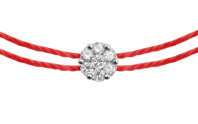 Diamond and Yellow gold Entrelacet bracelet with thread for
