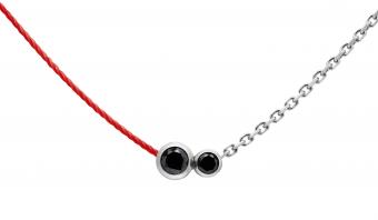 Bracelet Women red thread and black diamond chain Kcolor