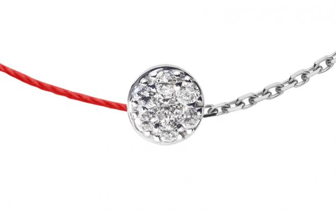 Redline Jewerly Samba String Chain Bracelet For Women With 0 05ct Round Diamond In White Gold Prong Setting Redline