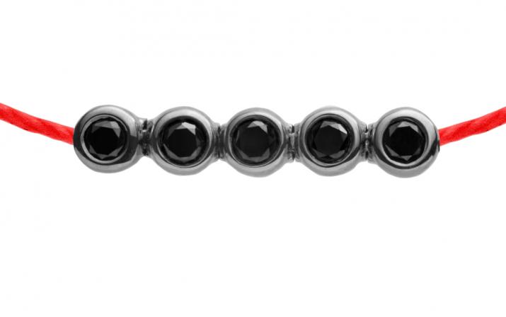 Bracelet Women red thread and black diamond chain Kcolor
