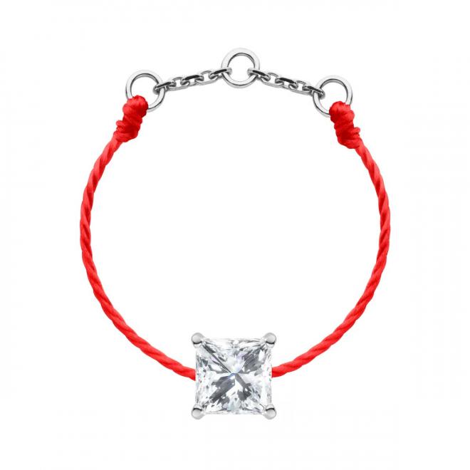 Diamond and Yellow gold Entrelacet bracelet with thread for women