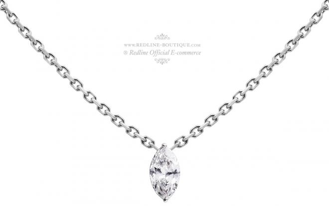 Redline necklace in white gold with two diamonds on chain - Redline