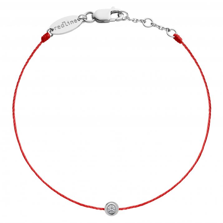 String Bracelet For Women with 0.05ct Round Diamond in White Gold Bezel Setting - Redline - 0++