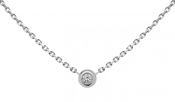 Chain Necklace For Women with 0.05ct Round Diamond in White Gold Bezel Setting - Redline