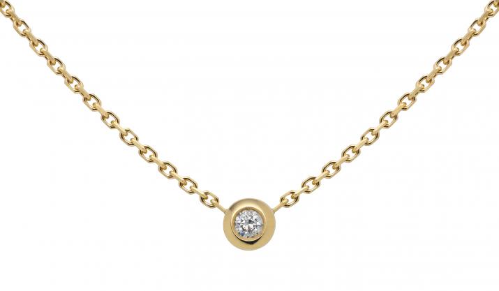 Chain Necklace For Women with 0.05ct Round Diamond in Yellow Gold Bezel Setting - Redline