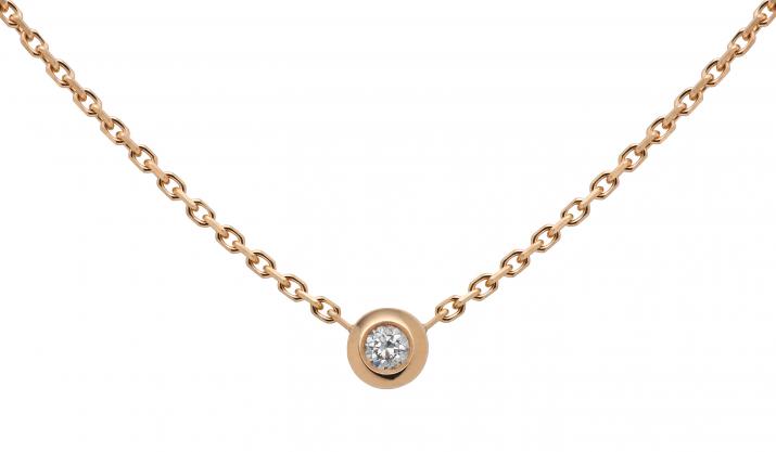 Chain Necklace For Women with 0.05ct Round Diamond in Rose Gold Bezel Setting - Redline