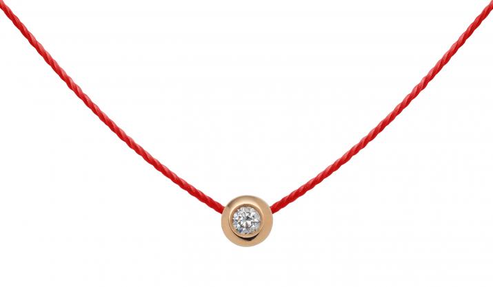 String Necklace For Women with 0.05ct Round Diamond in Rose Gold Bezel Setting - Redline - 0++