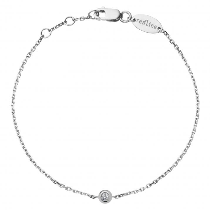 Chain Bracelet For Women with 0.05ct Round Diamond in White Gold Bezel Setting - Redline
