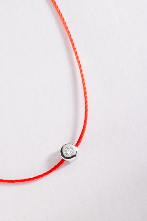 String Bracelet For Children with 0.02ct Round Diamond in White Gold Bezel Setting - Redline - 0++