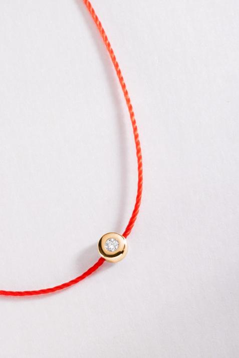 String Bracelet For Women with 0.02ct Round Diamond in Yellow Gold Bezel Setting - Redline - 0++