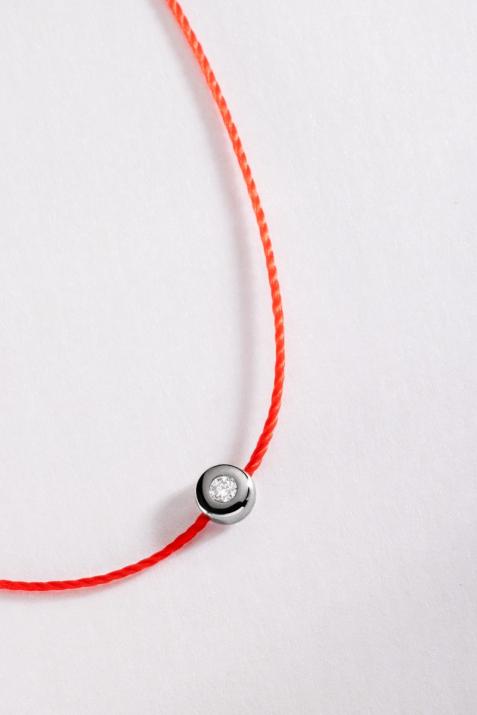 String Bracelet For Children with 0.02ct Round Diamond in Black Gold Bezel Setting - Redline - 0++