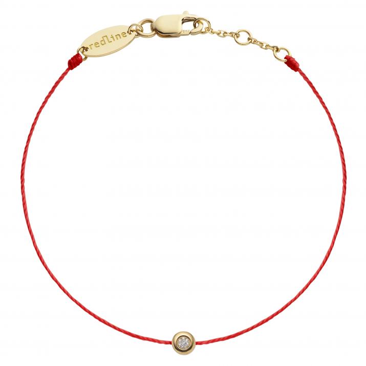 String Bracelet For Women with 0.02ct Round Diamond in Yellow Gold Bezel Setting - Redline - 0++