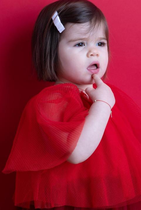 String Bracelet For Children with 0.02ct Round Diamond in White Gold Bezel Setting - Redline - 0++