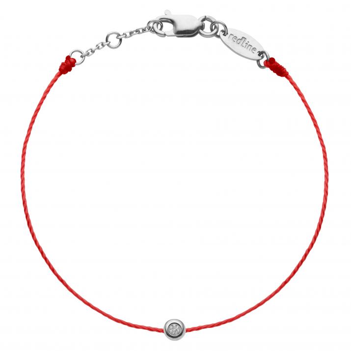 String Bracelet For Children with 0.02ct Round Diamond in White Gold Bezel Setting - Redline - 0++