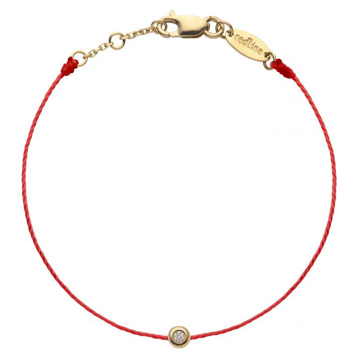 String Bracelet For Children with 0.02ct Round Diamond in Yellow Gold Bezel Setting - Redline - 0++