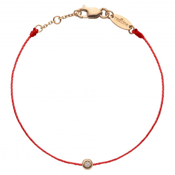 String Bracelet For Children with 0.02ct Round Diamond in Rose Gold Bezel Setting - Redline - 0++