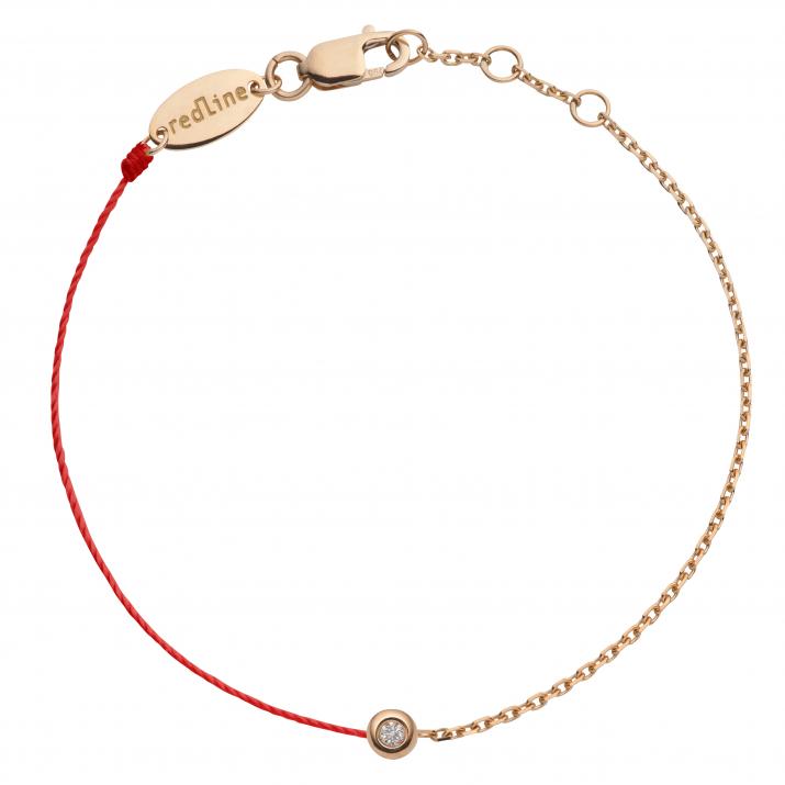 String-Chain Bracelet For Women with 0.02ct Round Diamond in Rose Gold Bezel Setting - Redline - 0++