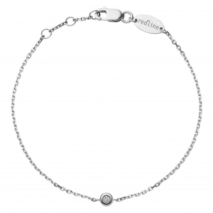Chain Bracelet For Women with 0.02ct Round Diamond in White Gold Bezel Setting - Redline - 0++