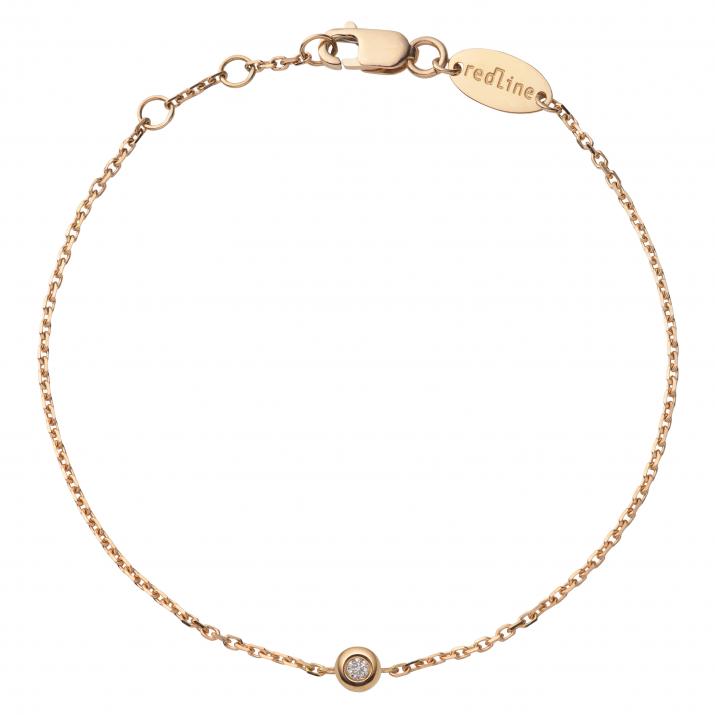 Chain Bracelet For Women with 0.02ct Round Diamond in Rose Gold Bezel Setting - Redline - 0++
