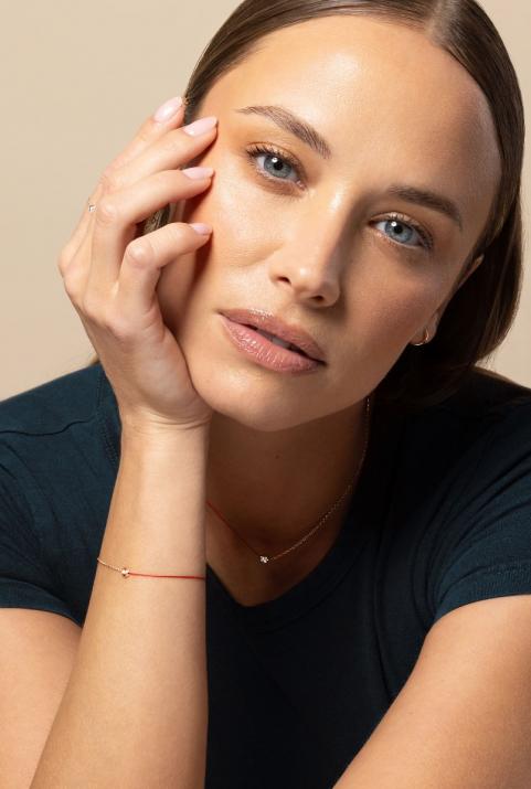 String-Chain Bracelet For Women with 0.05ct Diamond in Rose Gold Bezel Setting - Redline - 0++