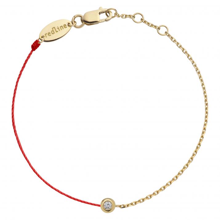 String-Chain Bracelet For Women with 0.05ct Diamond in Yellow Gold Bezel Setting - Redline - 0++
