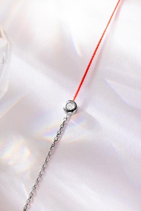 String-Chain Bracelet For Women with 0.05ct Diamond in Black Gold Bezel Setting - Redline - 0++