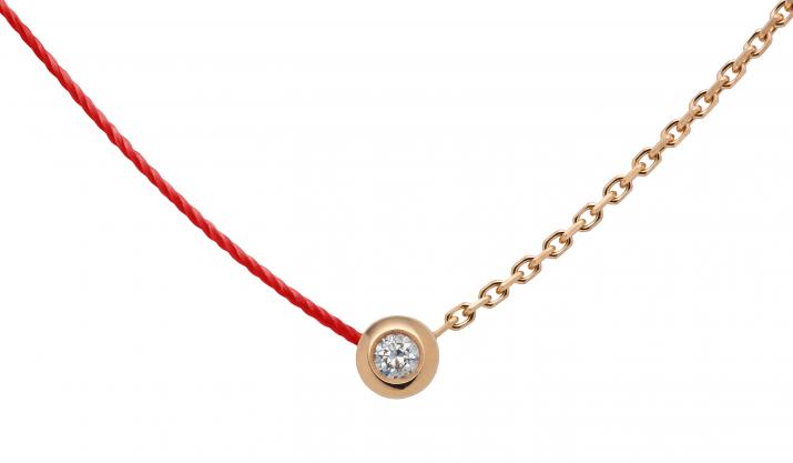 String-Chain Necklace with 0.05ct Diamond in Rose Gold Bezel Setting - Redline