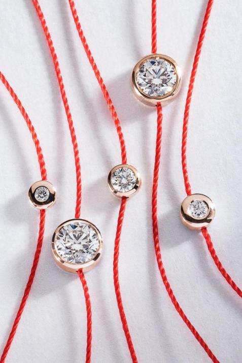 String Bracelet with 0.50ct Round Diamond in Rose Gold Bezel Setting - Redline - 0++