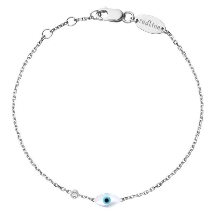 Chain Bracelet For Women with 0.05ct Round Diamond in White Gold Bezel Setting - Redline