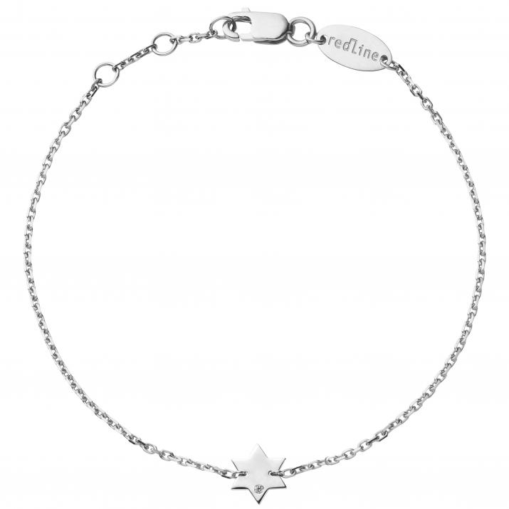 Chain Bracelet For Women with 0.01ct Round Diamond in White Gold Pavé Setting - Redline