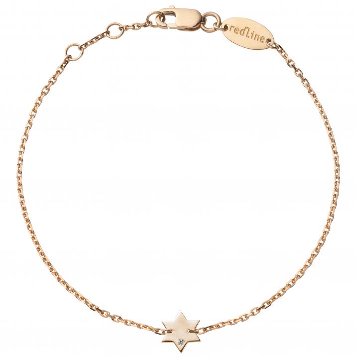 Chain Bracelet For Women with 0.01ct Round Diamond in Rose Gold Pavé Setting - Redline