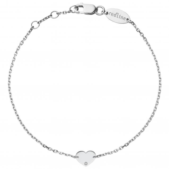 Chain Bracelet For Women with 0.01ct Round Diamond in White Gold Pavé Setting - Redline