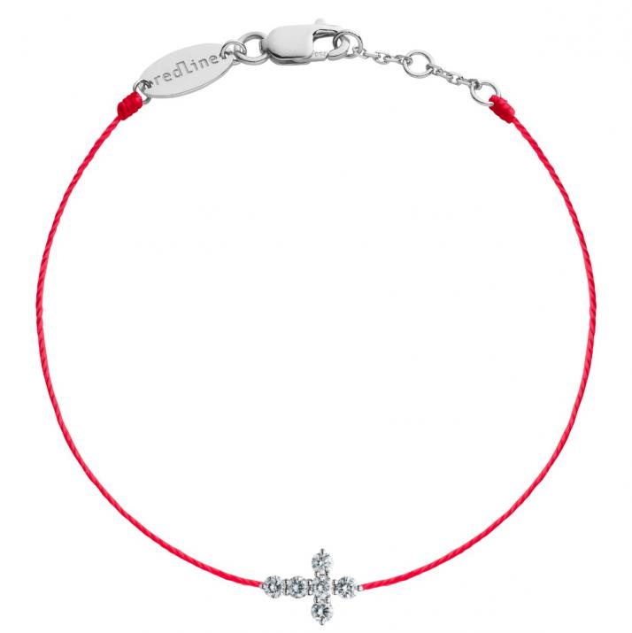 String Bracelet For Women with 0.20ct Round Diamond in White Gold Prong Setting - Redline - 0++