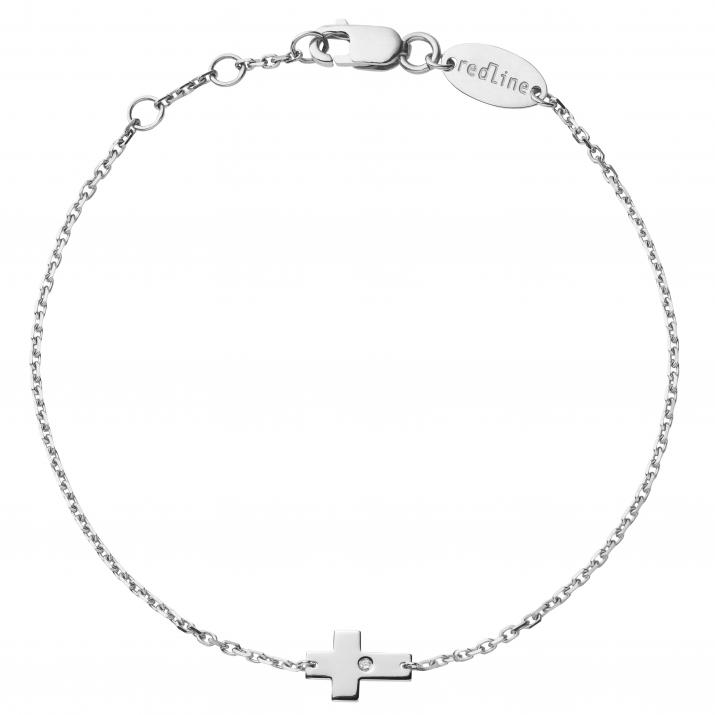 Chain Bracelet For Women with 0.01ct Round Diamond in White Gold Pavé Setting - Redline - 0++