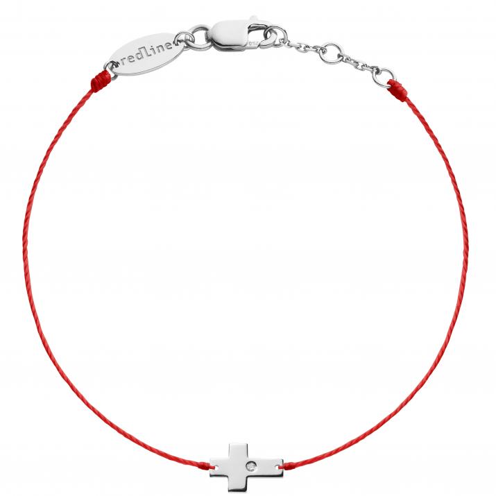String Bracelet For Women with 0.01ct Round Diamond in White Gold Pavé Setting - Redline - 0++