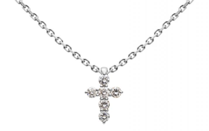 Chain Necklace For Women with 0.20ct Round Diamond in White Gold Prong Setting - Redline