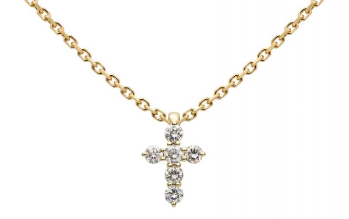 Chain Necklace For Women with 0.20ct Round Diamond in Yellow Gold Prong Setting - Redline - 0++