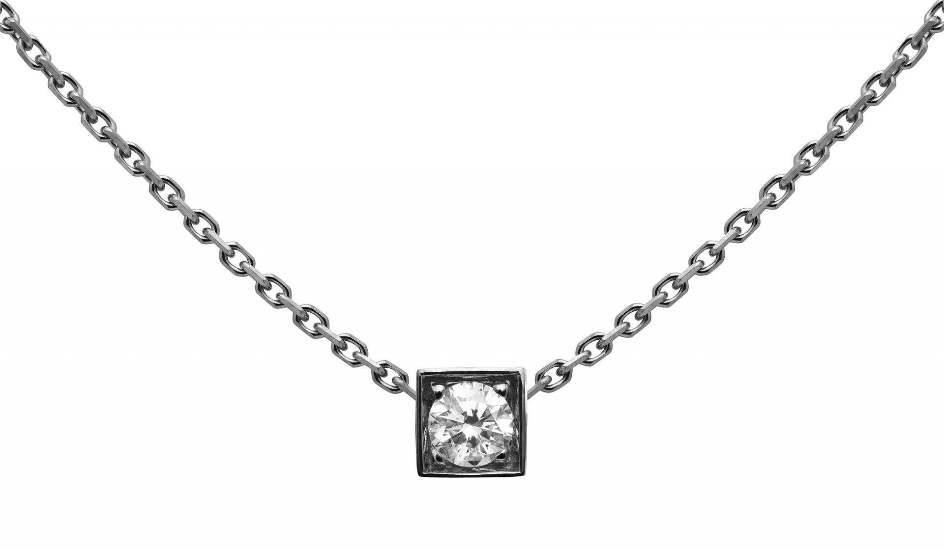 Cube necklace with diamond inside on sale