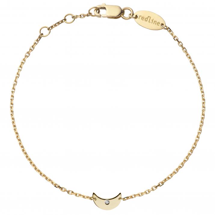 Chain Bracelet For Women with 0.01ct Round Diamond in Yellow Gold Pavé Setting - Redline - 0++