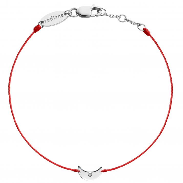 String Bracelet For Women with 0.01ct Round Diamond in White Gold Pavé Setting - Redline - 0++