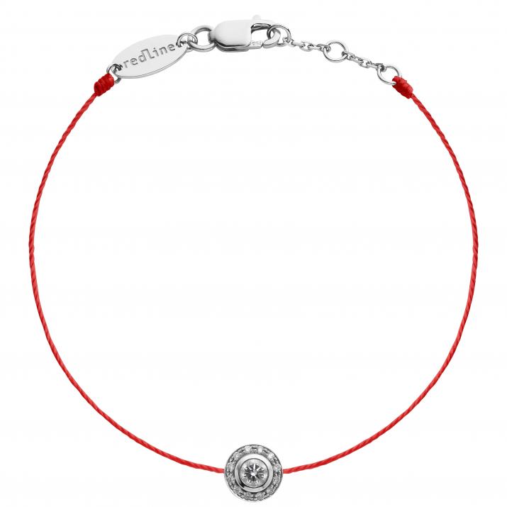 String Bracelet For Women with 0.26ct Round Diamond in White Gold Bezel Setting - Redline - 0++
