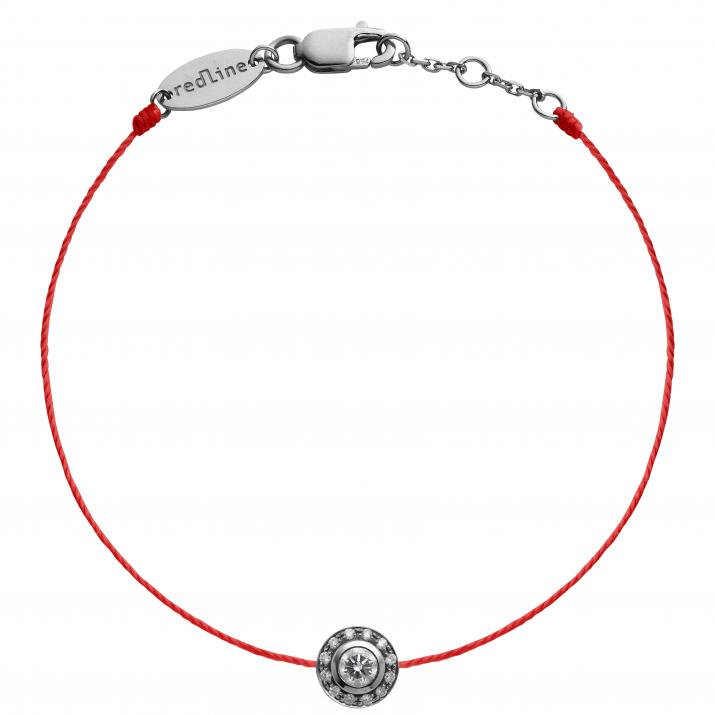 String Bracelet For Women with 0.26ct Round Diamond in Black Gold Bezel Setting - Redline - 0++