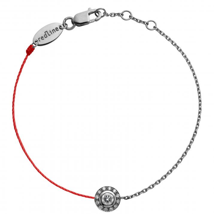 String-Chain Bracelet For Women with 0.26ct Round Diamond in Black Gold Bezel Setting - Redline - 0++