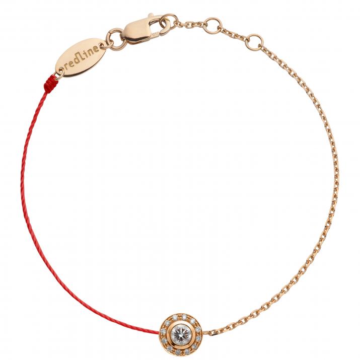 String-Chain Bracelet For Women with 0.26ct Round Diamond in Rose Gold Bezel Setting - Redline - 0++