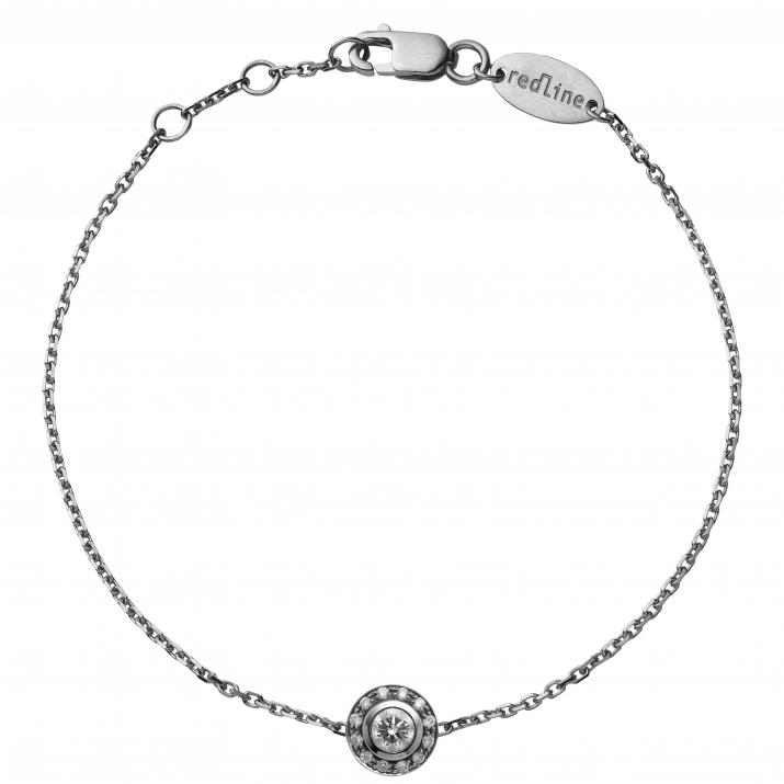 Chain Bracelet For Women with 0.26ct Round Diamond in Black Gold Bezel Setting - Redline - 0++