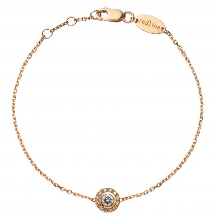 Chain Bracelet For Women with 0.26ct Round Diamond in Rose Gold Bezel Setting - Redline - 0++