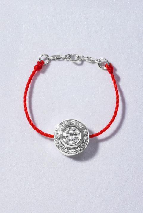 String Ring with 0.26ct Round Diamond in White Gold Bezel Setting - Redline - 0++