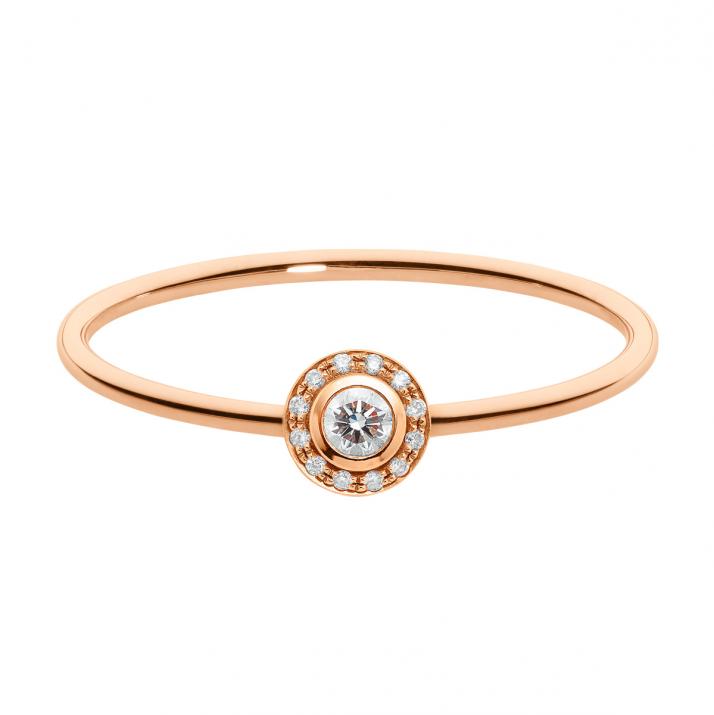 Ring with 0.26ct Round Diamond in Rose Gold Bezel Setting - Redline