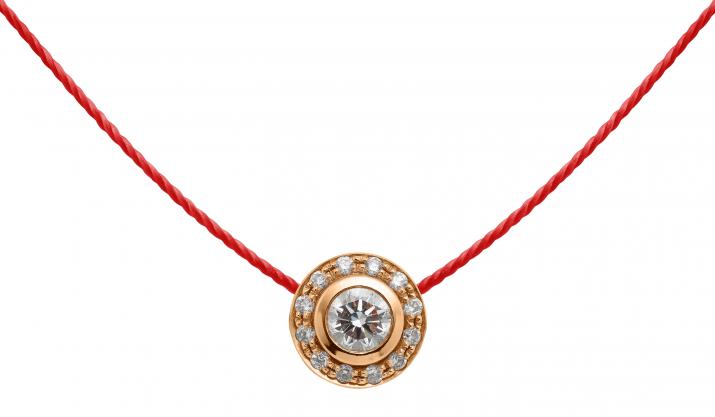 String Necklace For Women with 0.26ct Round Diamond in Rose Gold Bezel Setting - Redline - 0++